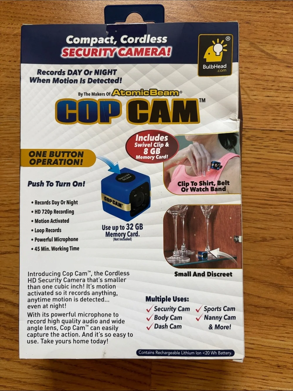 Cop Cam Compact Cordless Security Camera NWT